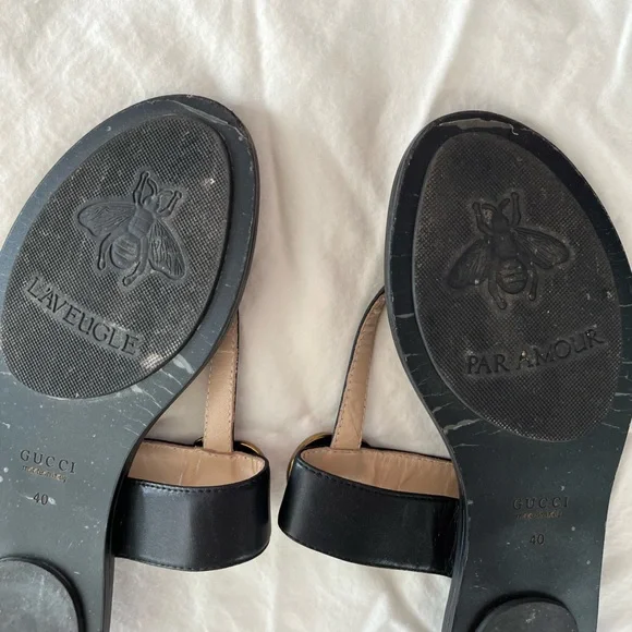 Gucci GG Marmont leather thong sandals size 40 US size 10 - Picture 8 of 12